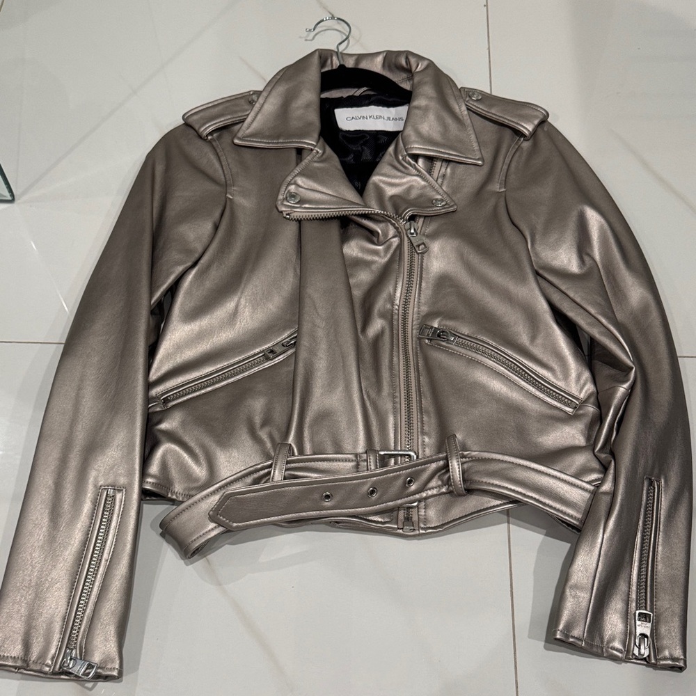 Calvin Klein Women's Metallic Leather Jacket